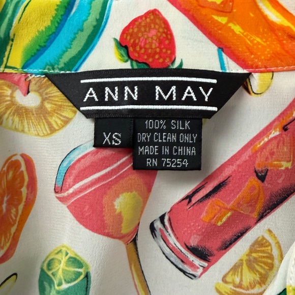 VTG 80s Ann May Silk Blouse Cocktail Button Up Short Sleeve Sz XS - Picture 6 of 11